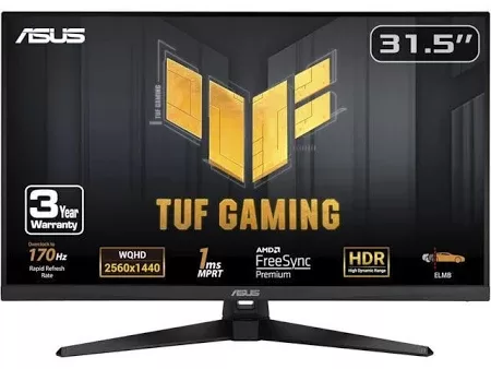 ASUS TUF Gaming VG32AQA1A 31.5inch Gaming Monitor VA 2560x1440 WQHD FreeSync Premium 170Hz 1ms MPRT HDR10 Speakers 1xDP 2xHDMI