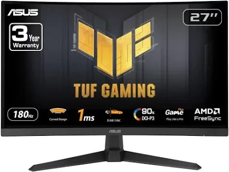 ASUS TUF Gaming VG27VQ3B 27inch Fast VA FHD WLED Curved 1500R 16:9 180Hz 250cd/m2 1ms 2xHDMI DP 2x2W Speakers Black