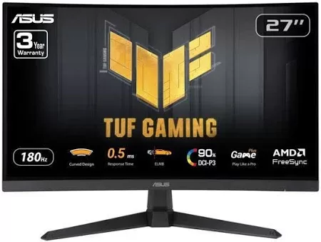 ASUS TUF Gaming VG27WQ3B 27inch Fast VA WLED QHD Curved 1500R 16:9 180Hz 300cd/m2 0.5ms 2xHDMI DP 2x2w Speakers