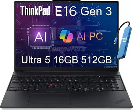 LENOVO ThinkPad E16 G3 Intel Core Ultra 5 225U 16inch WUXGA 300n 16GB 512GB 64Wh UMA W11P 3yCI Co2