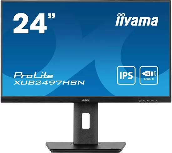 IIYAMA XUB2497HSN-B2 24inch IPS FHD 100Hz 300cd/m2 1ms HDMI DP DP Out 3xUSB 3.2 USB C 7.5W LAN Speakers 5 year guarantee