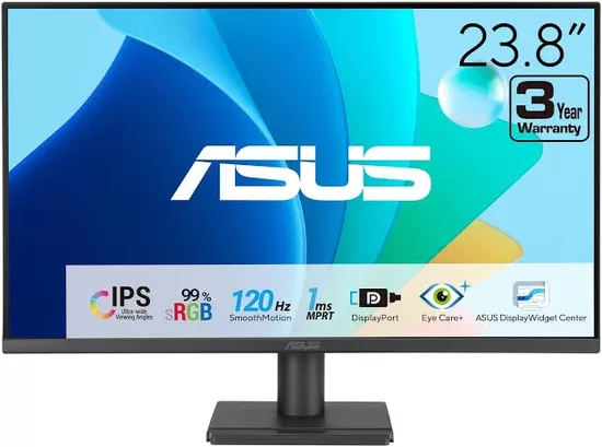 ASUS VA249QG Eye Care Gaming Monitor 23.8inch IPS WLED FHD 16:9 120Hz 300cd/m2 1ms D-Sub HDMI DP 2x2W Speakers