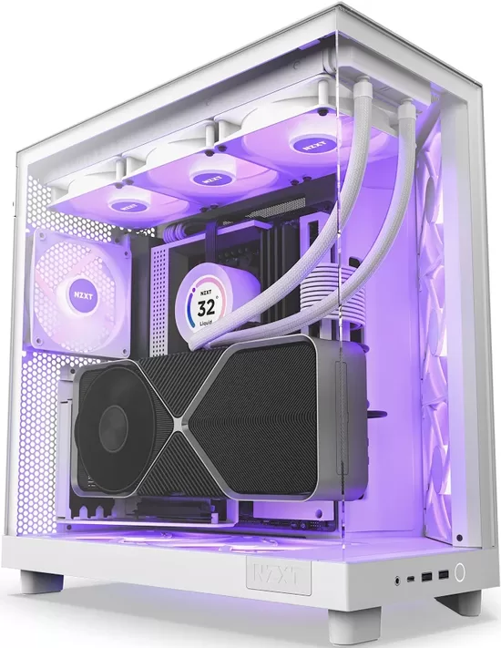 NZXT PC case H6 Flow RGB midi tower white