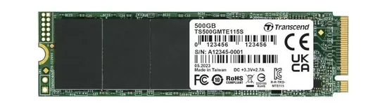 TRANSCEND 500GB SSD internal M.2 2280 PCIe Gen3x4 NVMe TLC DRAM-less