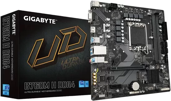 GIGABYTE B760M H DDR4 LGA1700 mATX MB 4xDDR4 4xSATA 2xM.2