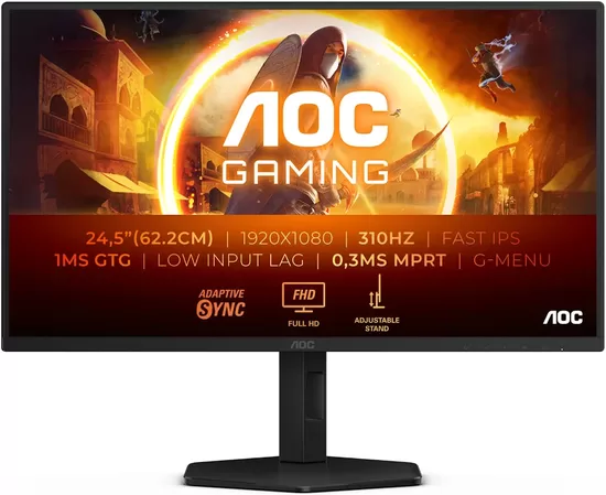 AOC 25G4SXU 24.5inch Fast IPS FHD 310Hz 0.3ms 400cd/m2 HDMI 2.0 DP1.4 HUB USB