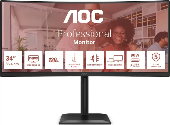 AOC CU34E4CV 34inch UWQHD VA 120Hz 21:9 2xHDMI 2.0 DP 1.4 USB-C