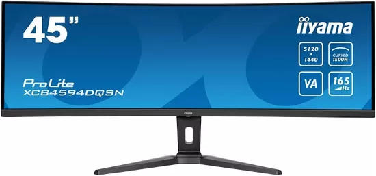 IIYAMA XCB4594DQSN-B1 44.5inch ETE VA DQHD 165Hz 450cd/m2 0.8ms MPRT USB-C Dock DP 2xHDMI KVM 3xUSB3.2 Speakers 13cm Height Adj. (P)