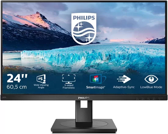PHILIPS 242S1AE/00 23.8inch 1920x1080 IPS Flat 130MM Pivot 75Hz Adative Sync 3 SIDE FRAMELESS TUV Eye Certified SPEAKERS