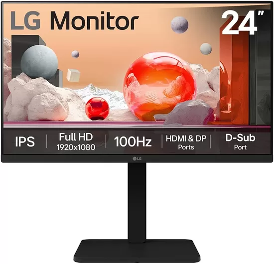LG 24BA450-B.AEUQ 23.8inch IPS 1920x1080 16:9 250cd/m2 5ms HDMI DP D-Sub Black