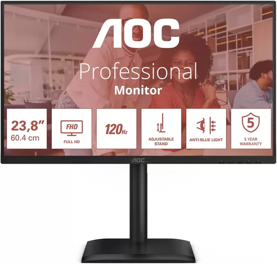 AOC 24E4CV 23.8inch FHD IPS 120Hz 4ms 300cd/m2 HDMI DP USB-C PD90W Speakers Pivot